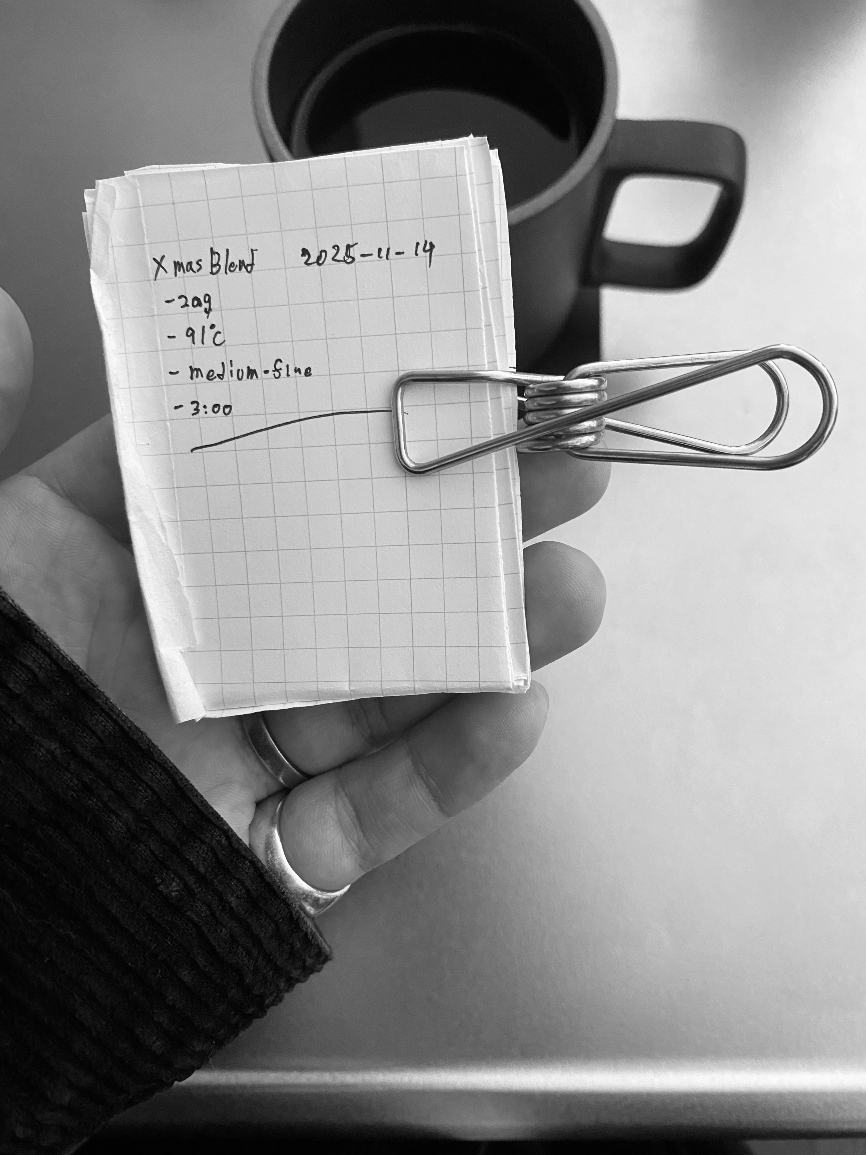 note and coffee